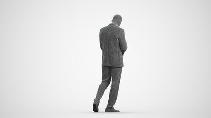 realistic 3D people man business, render-ready for V-Ray and Corona, FBX OBJ, wireframe front view