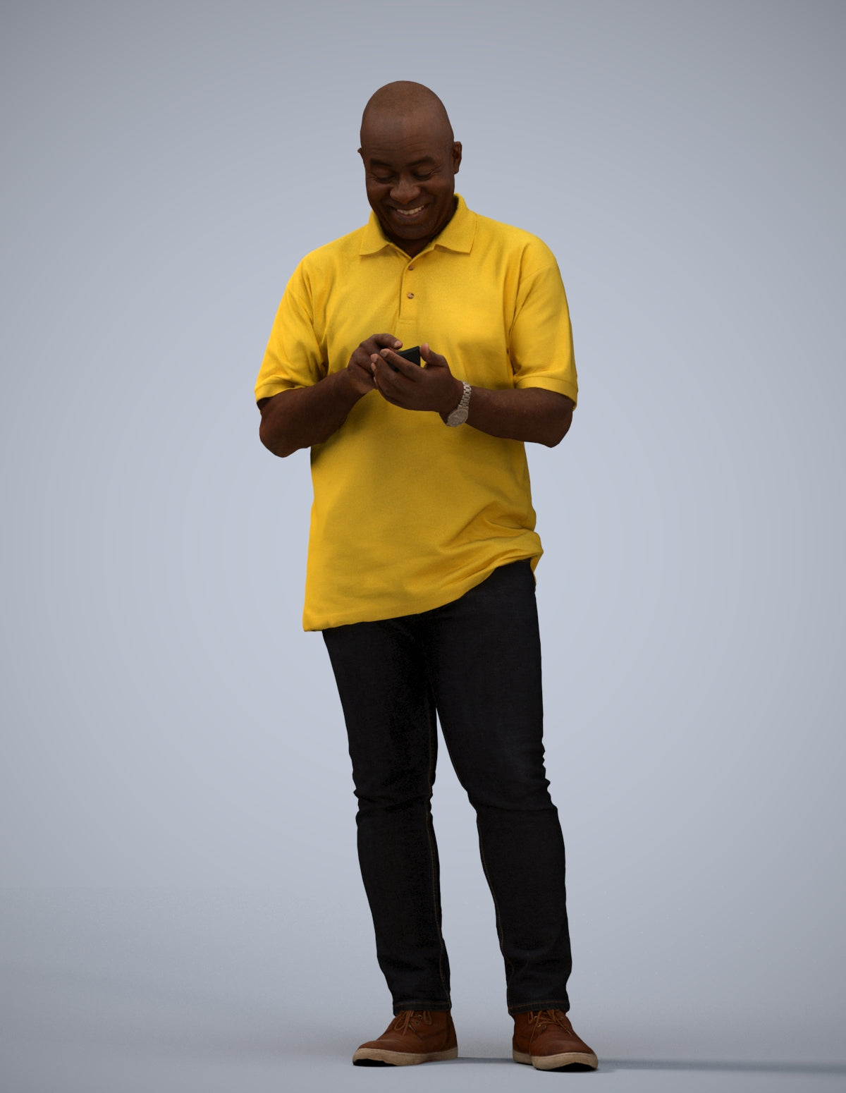 3D human model man casual standing, photogrammetry scanned person for archviz
