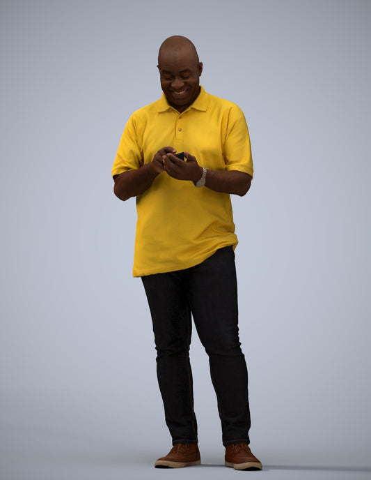 3D human model man casual standing, photogrammetry scanned person for archviz