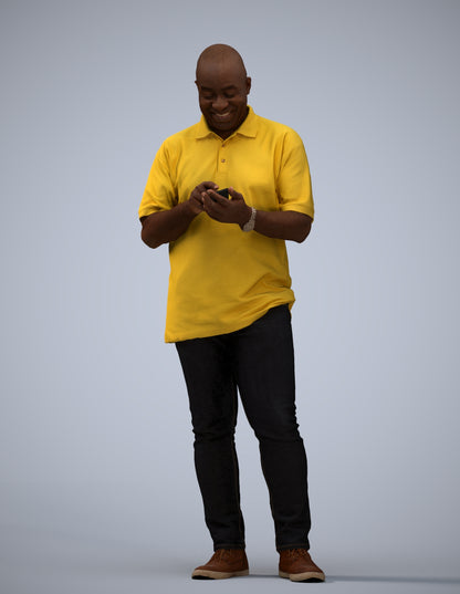 3D human model man casual standing, photogrammetry scanned person for archviz