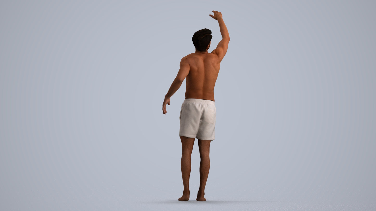realistic 3D people man pool, render-ready for V-Ray and Corona, FBX OBJ, front view render