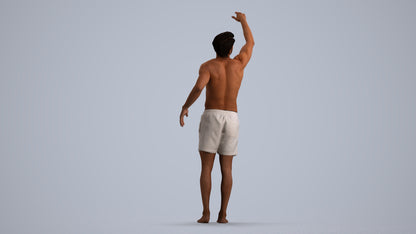 realistic 3D people man pool, render-ready for V-Ray and Corona, FBX OBJ, front view render