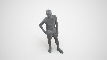 3D people model man pool, scanned human for 3ds Max rendering, wireframe three-quarter view