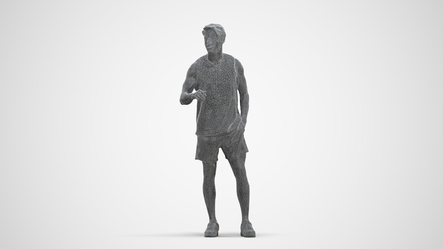 realistic 3D people man sport standing, render-ready for V-Ray and Corona, FBX OBJ, three-quarter front view render