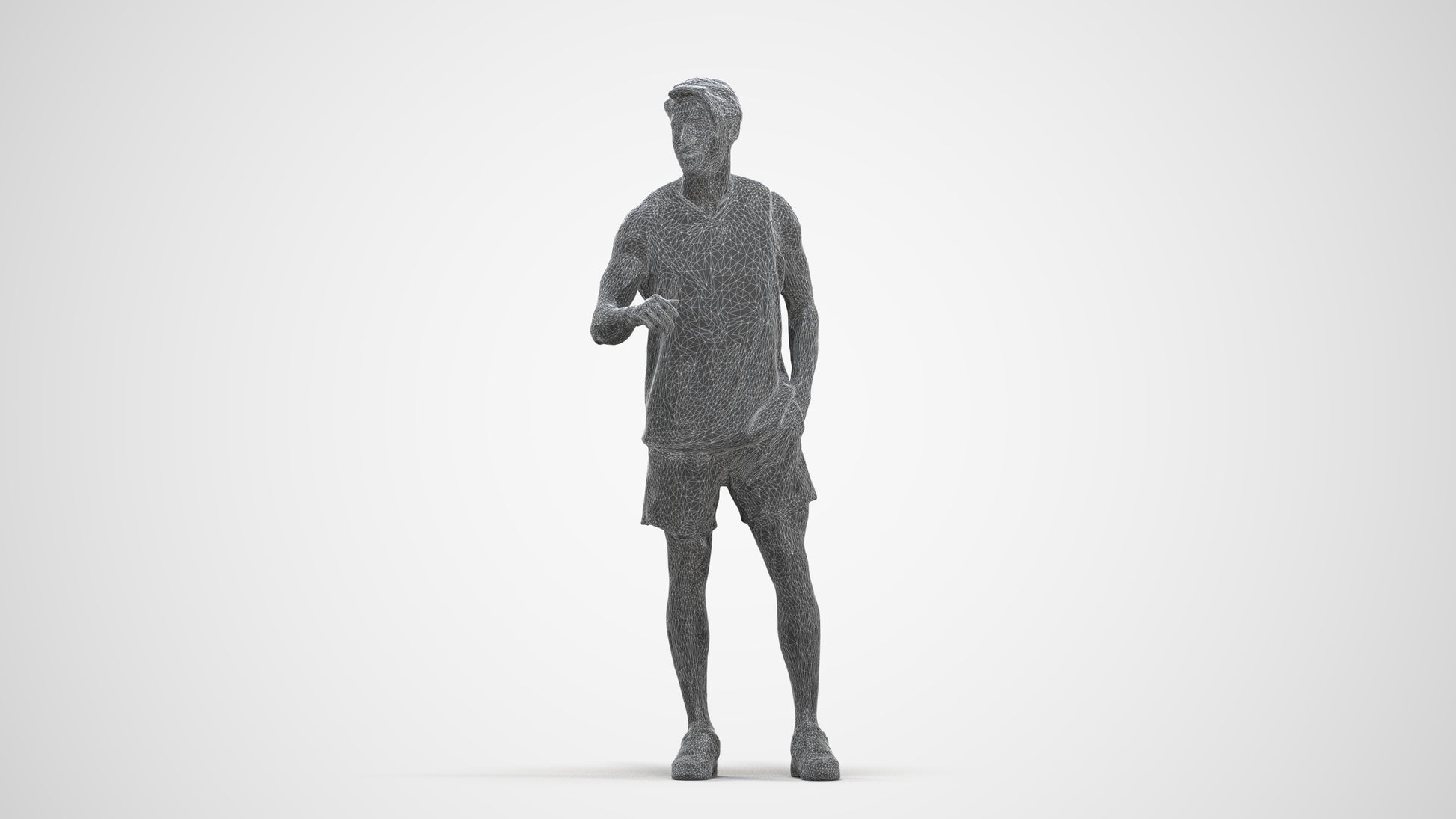 realistic 3D people man sport standing, render-ready for V-Ray and Corona, FBX OBJ, three-quarter front view render