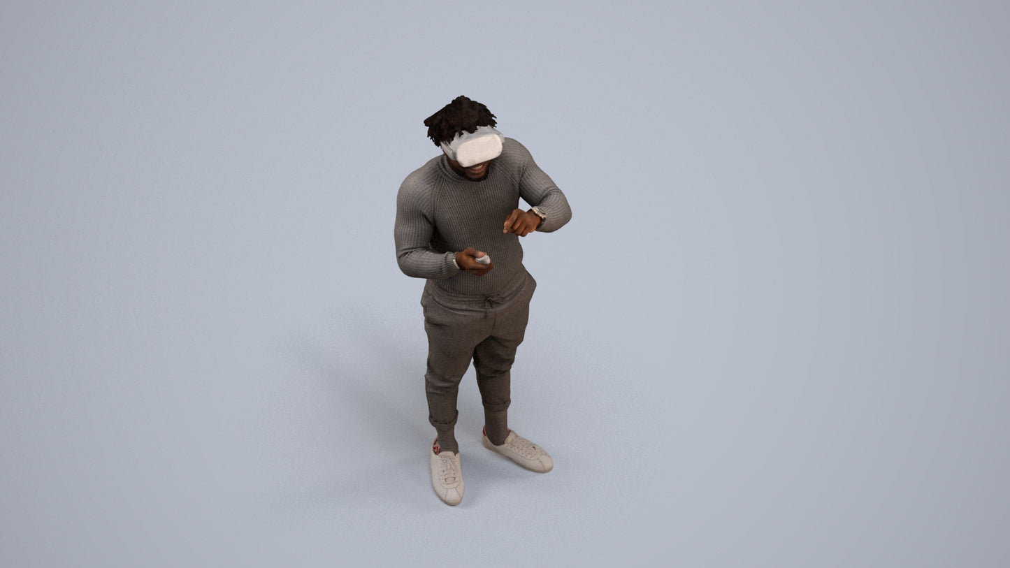 3D people model man casual standing, scanned human for 3ds Max rendering, back view render