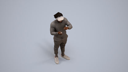 3D people model man casual standing, scanned human for 3ds Max rendering, back view render