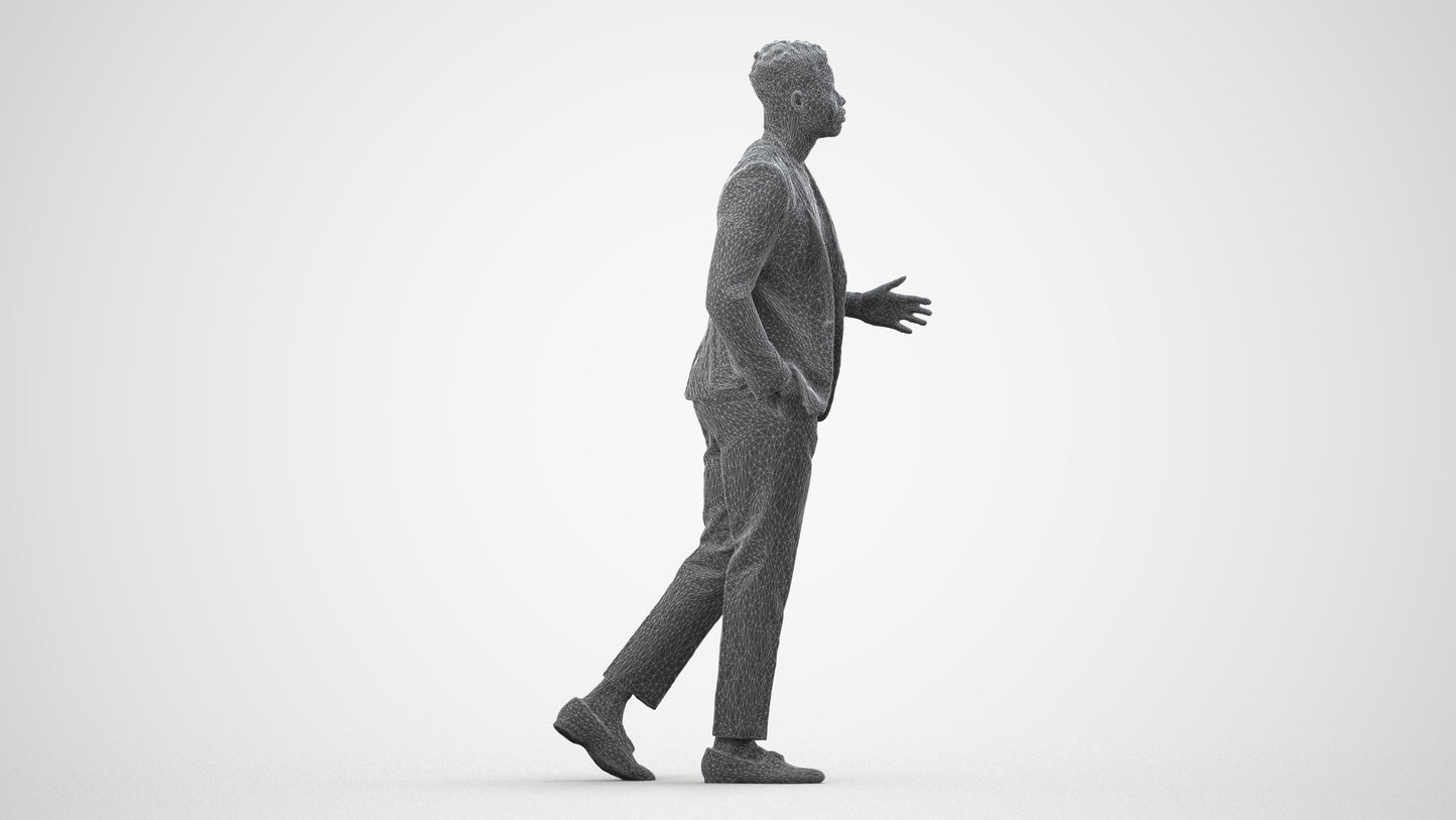 scanned 3D man formal formalaffairs, photogrammetry people for Enscape and V-Ray, wireframe side view