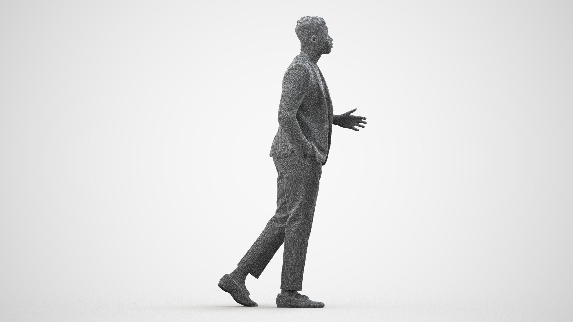 scanned 3D man formal formalaffairs, photogrammetry people for Enscape and V-Ray, wireframe side view