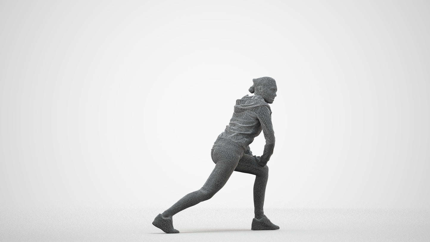 scanned 3D woman sport, photogrammetry people for Enscape and V-Ray, wireframe side view