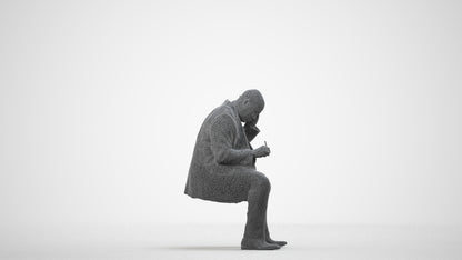 realistic 3D human man business, archviz people FBX OBJ for Blender, wireframe side view