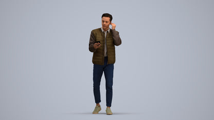 3D scanned man walking casual, photorealistic archviz people for Enscape and SketchUp, standing pose render