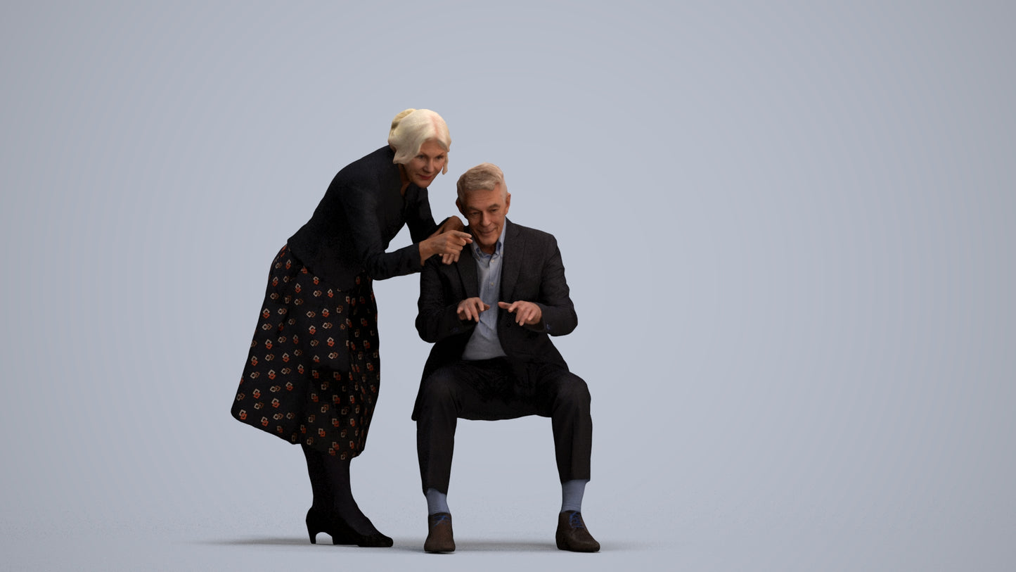 realistic 3D people senior woman business, render-ready for V-Ray and Corona, FBX OBJ, standing pose render