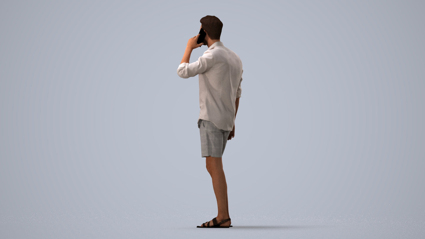 scanned 3D man casual standing, photogrammetry people for Enscape and V-Ray, three-quarter view render