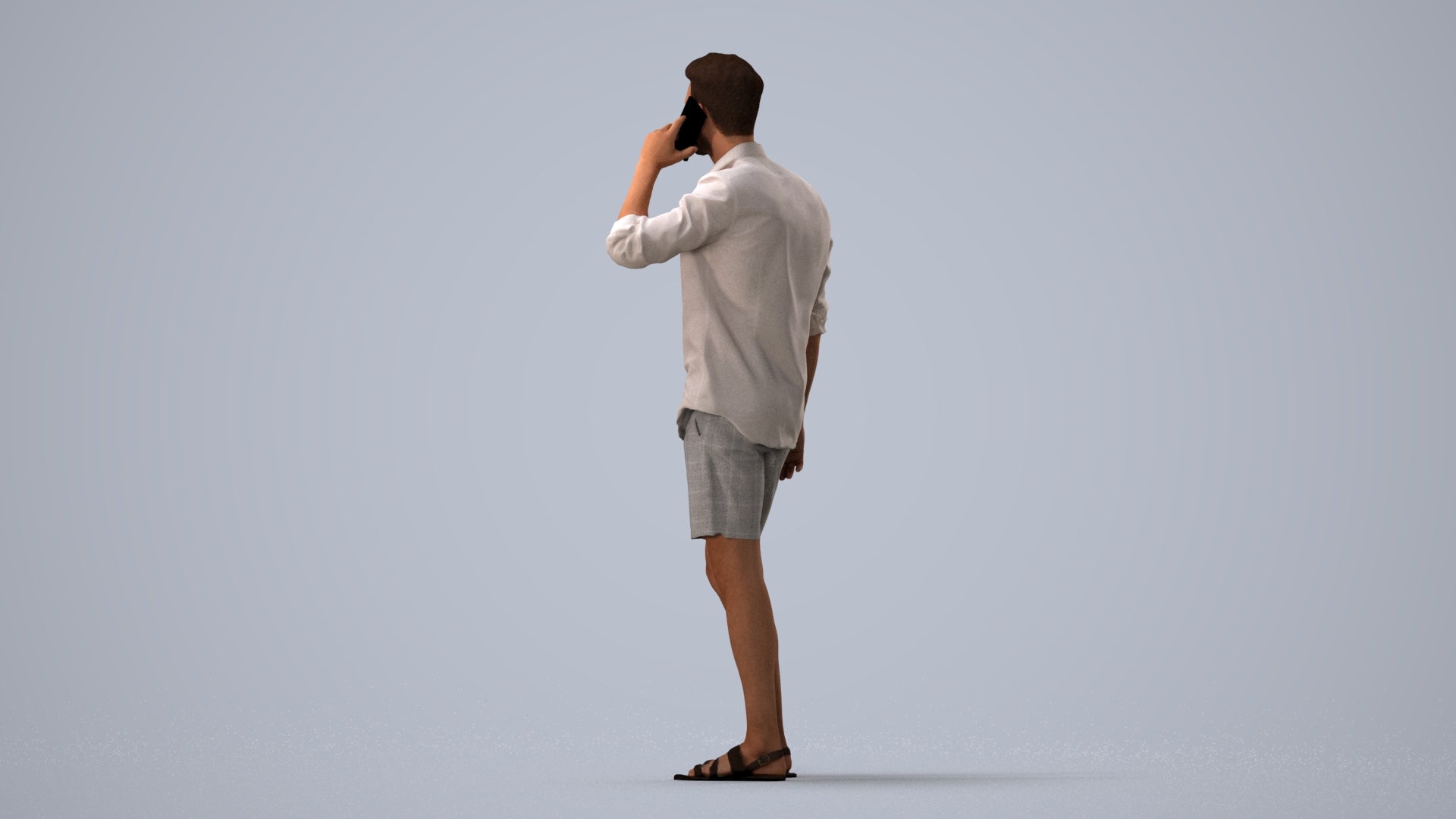 scanned 3D man casual standing, photogrammetry people for Enscape and V-Ray, three-quarter view render