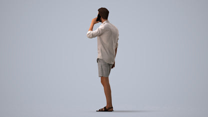 scanned 3D man casual standing, photogrammetry people for Enscape and V-Ray, three-quarter view render