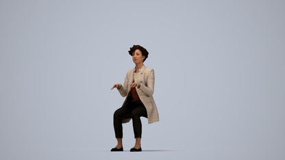 realistic 3D human woman business sitting, archviz people FBX OBJ for Blender, top-down view render