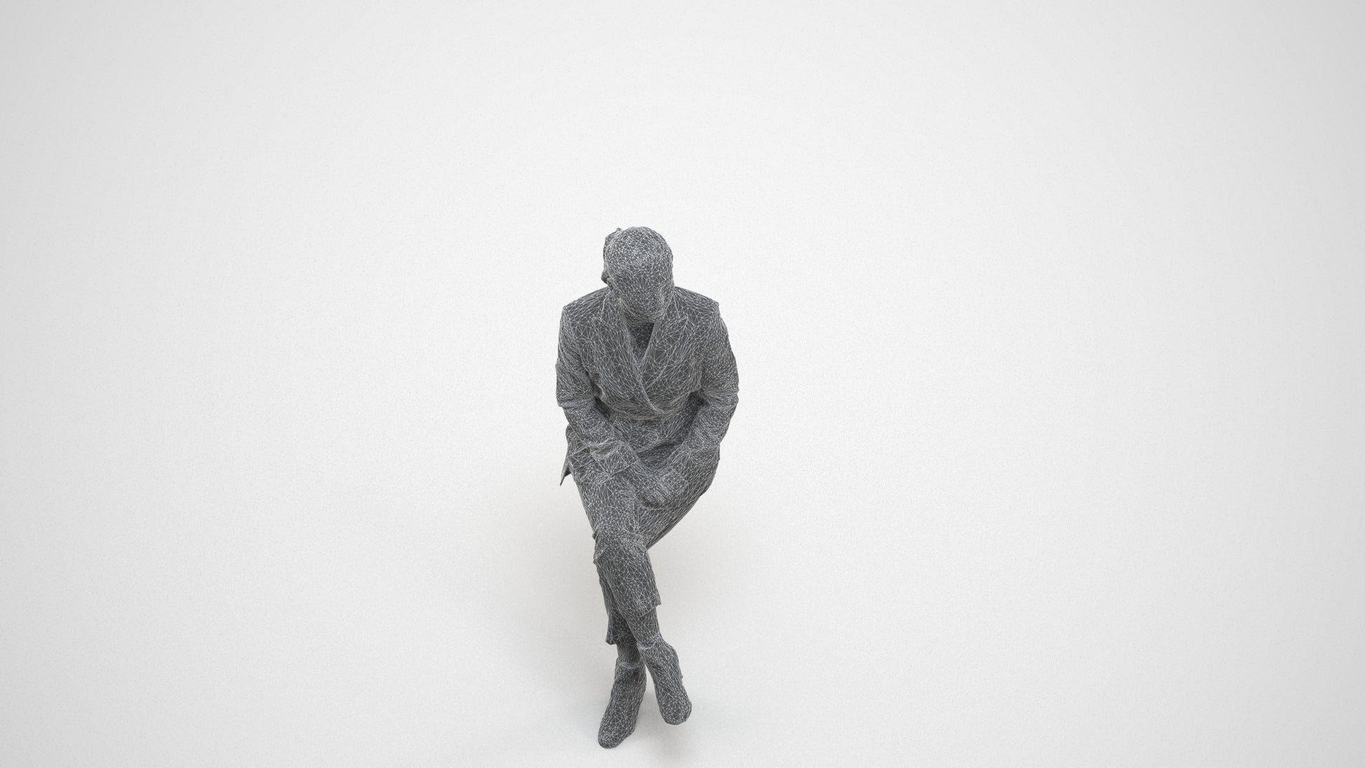 3D scanned woman business, photorealistic archviz people for Enscape and SketchUp, wireframe three-quarter view