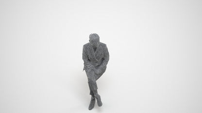3D scanned woman business, photorealistic archviz people for Enscape and SketchUp, wireframe three-quarter view