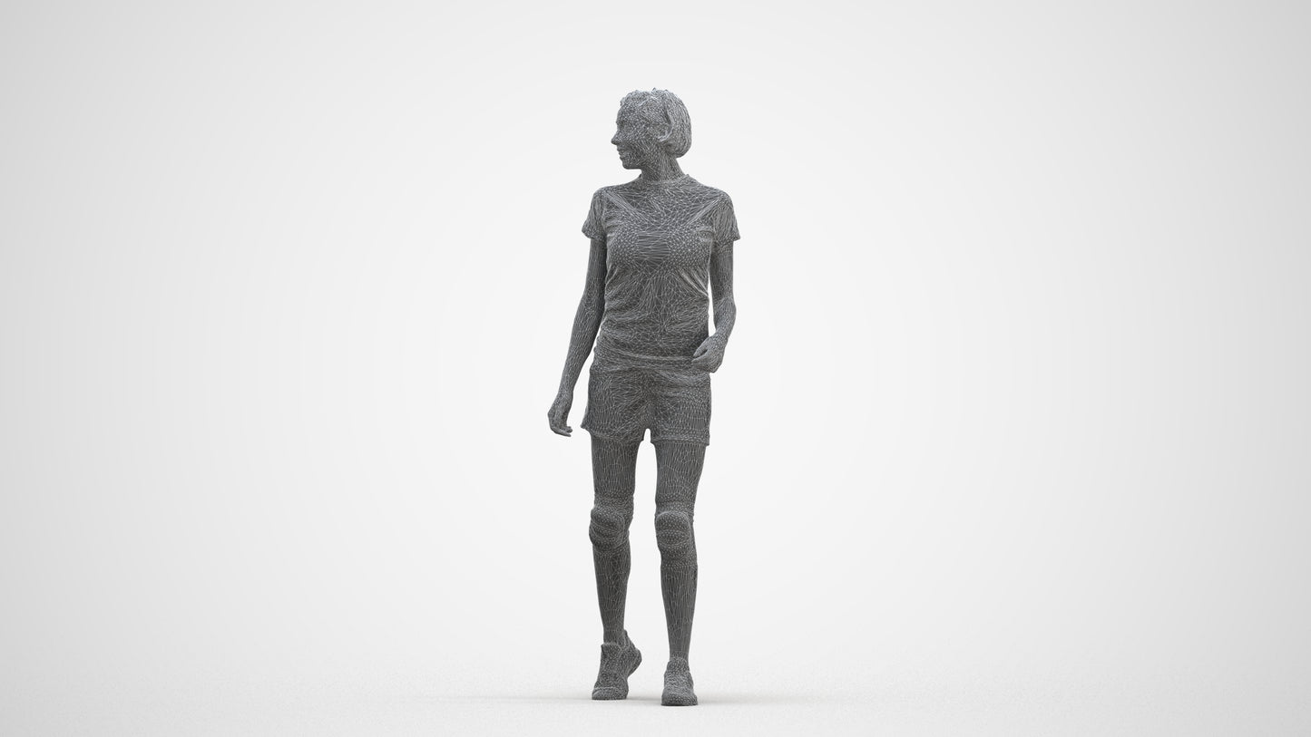 3D people model woman sport, scanned human for 3ds Max rendering, three-quarter front view render