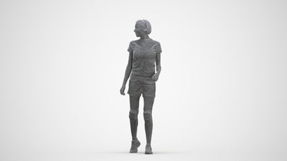 3D people model woman sport, scanned human for 3ds Max rendering, three-quarter front view render