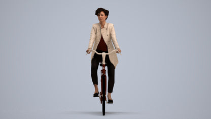 realistic 3D people woman business cycling, render-ready for V-Ray and Corona, FBX OBJ, standing pose render