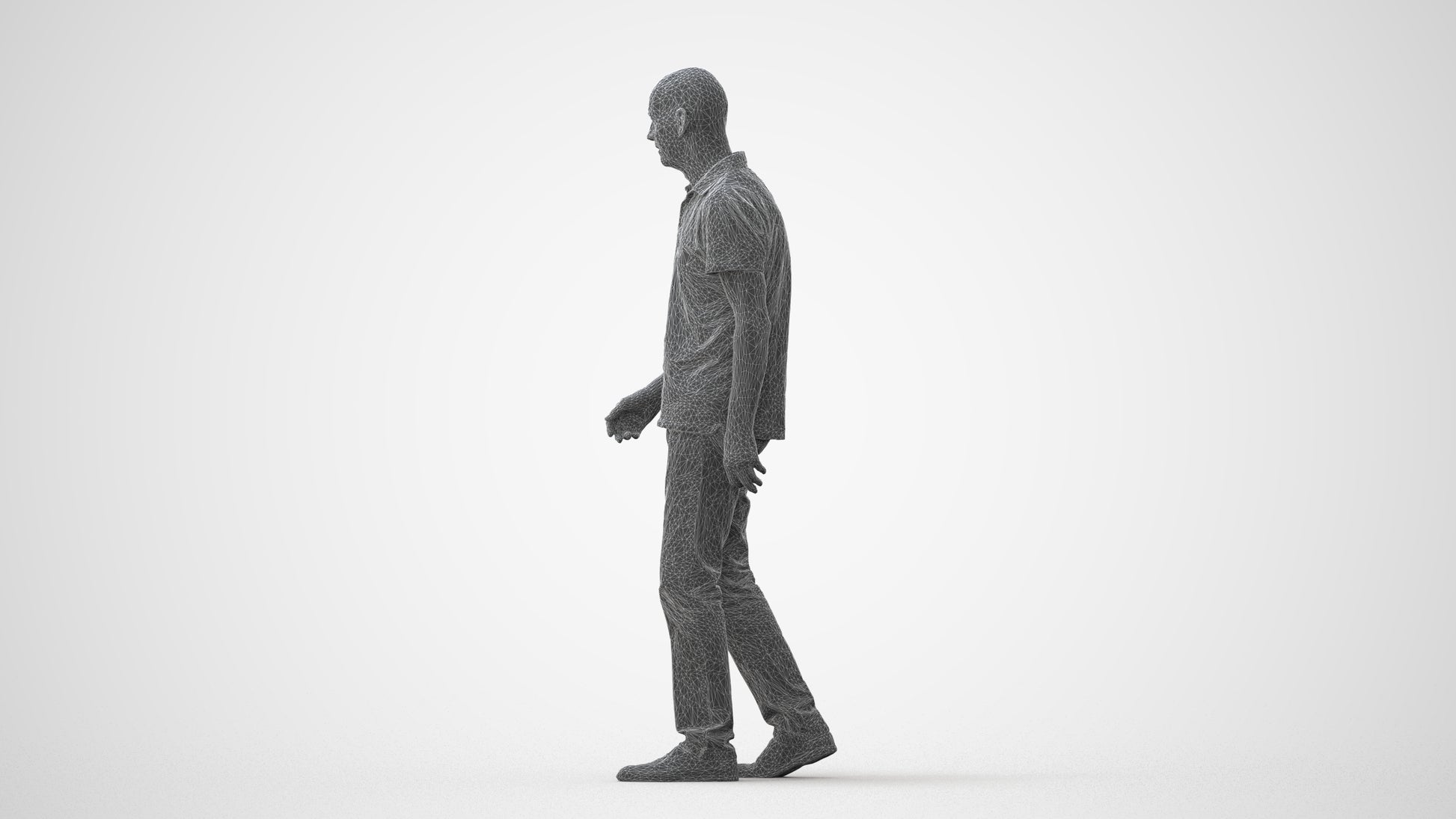scanned 3D senior man casual walking, photogrammetry people for Enscape and V-Ray, square thumbnail