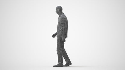 scanned 3D senior man casual walking, photogrammetry people for Enscape and V-Ray, square thumbnail