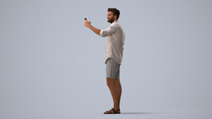 photogrammetry 3D man casual standing, realistic human model archviz FBX, three-quarter view render