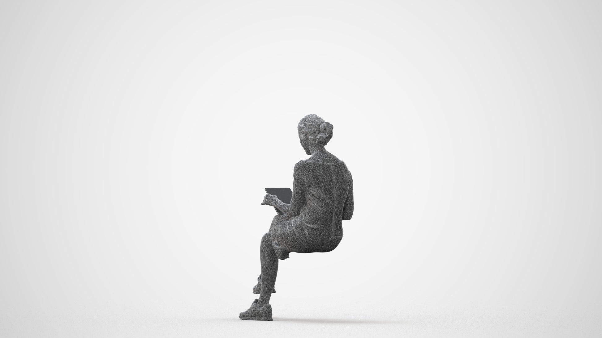 3D people model woman casual sitting, scanned human for 3ds Max rendering, square thumbnail