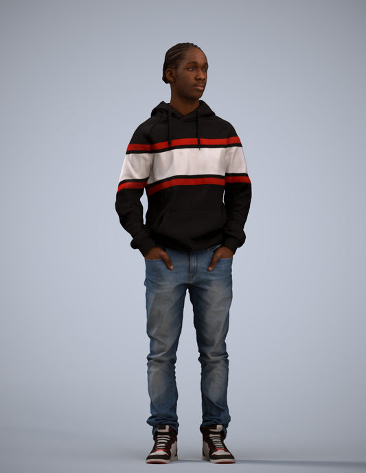 realistic 3D boy casual kids, scanned archviz people for Blender and 3ds Max