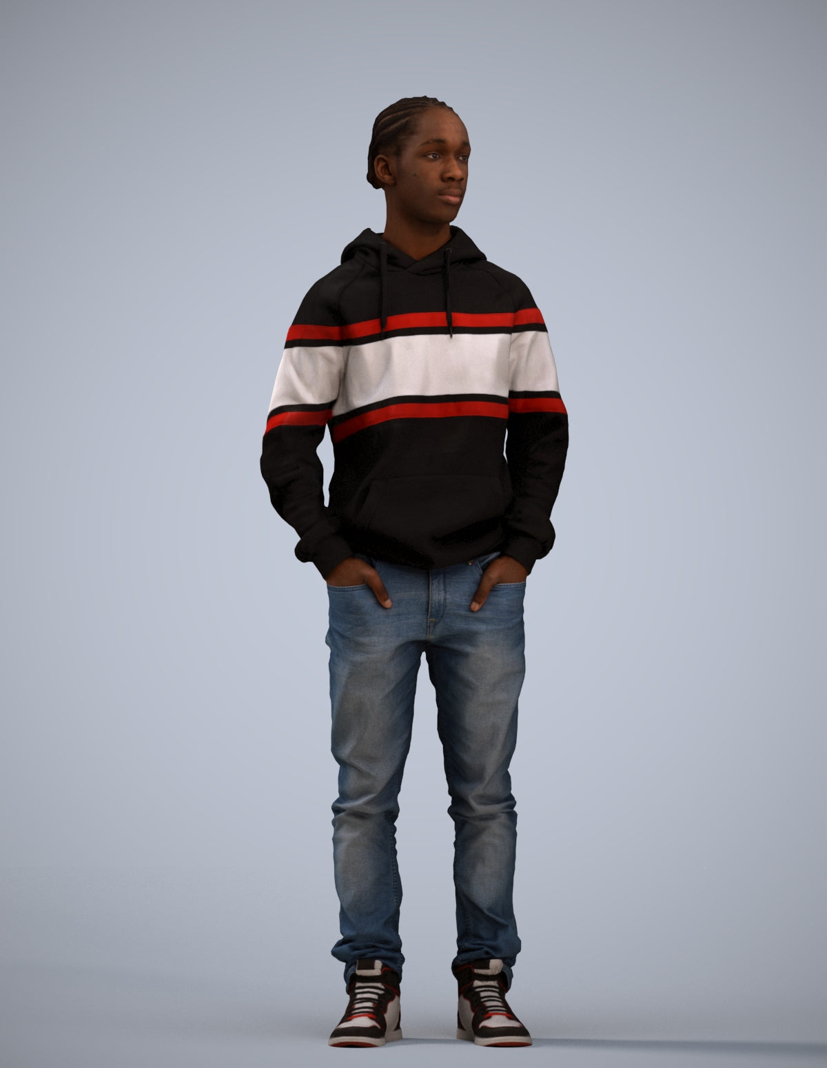 realistic 3D boy casual kids, scanned archviz people for Blender and 3ds Max