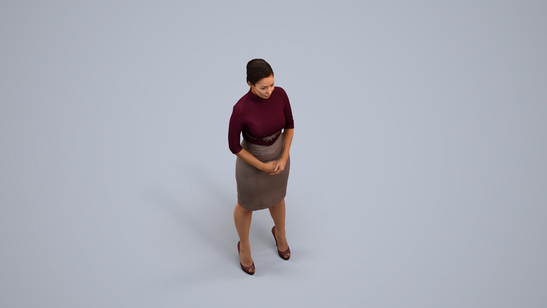 scanned 3D woman business, photogrammetry people for Enscape and V-Ray, back view render