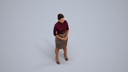 scanned 3D woman business, photogrammetry people for Enscape and V-Ray, back view render
