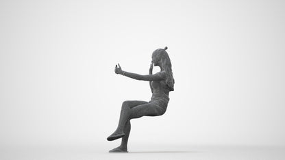 realistic 3D human girl casual sitting, archviz people FBX OBJ for Blender, square thumbnail