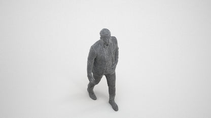 photogrammetry 3D man business, realistic human model archviz FBX, wireframe three-quarter view