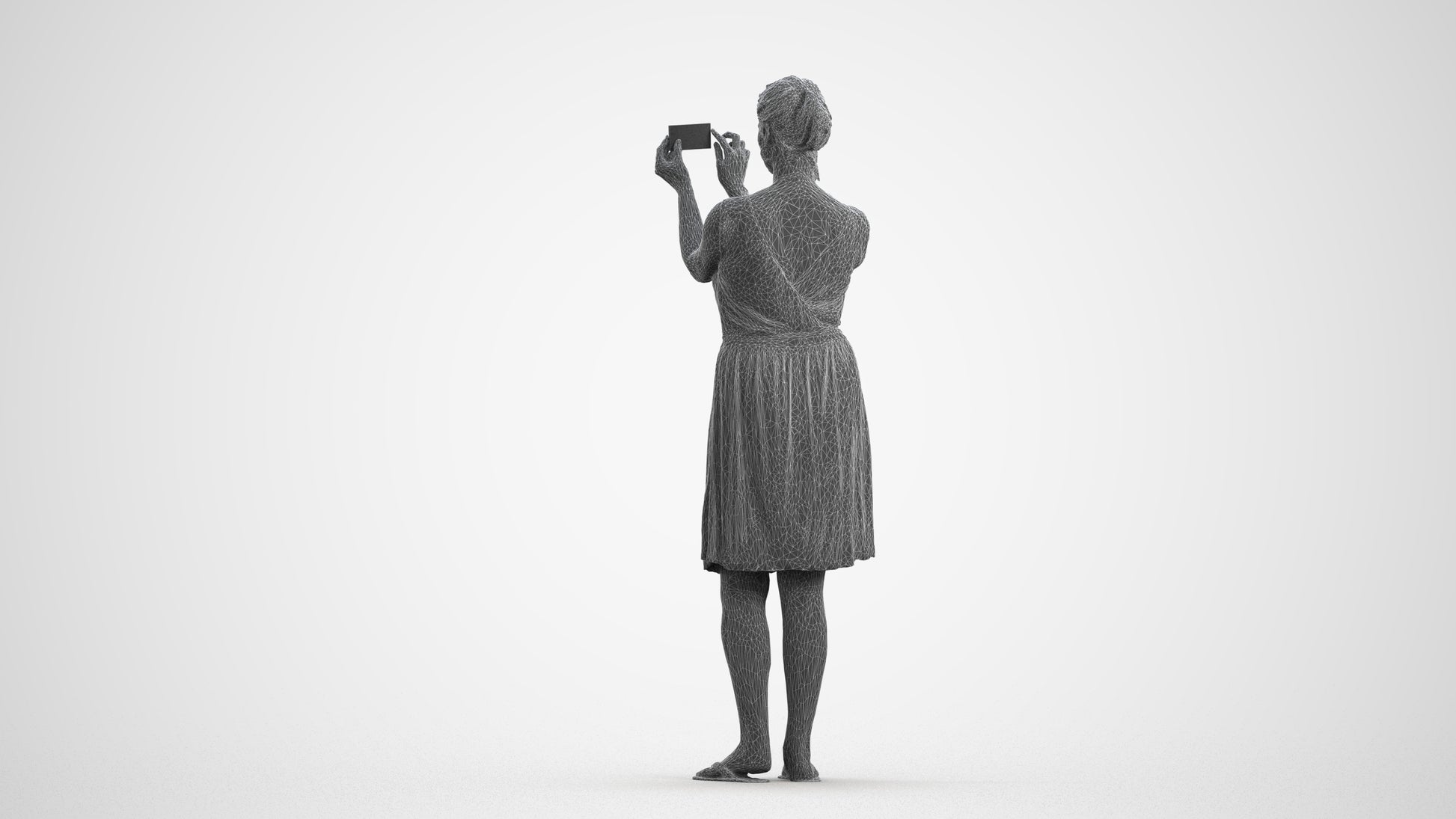 realistic 3D people woman casual standing, render-ready for V-Ray and Corona, FBX OBJ, wireframe front view