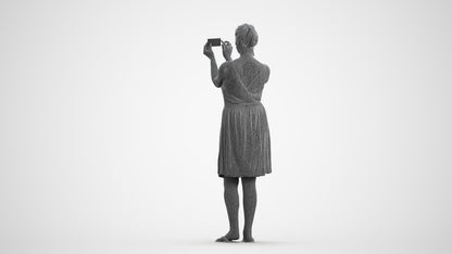 realistic 3D people woman casual standing, render-ready for V-Ray and Corona, FBX OBJ, wireframe front view