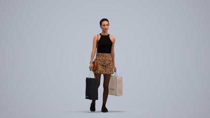 3D people model woman casual shopping, scanned human for 3ds Max rendering, standing pose render