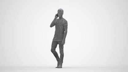 scanned 3D man casual walking, photogrammetry people for Enscape and V-Ray, wireframe back view