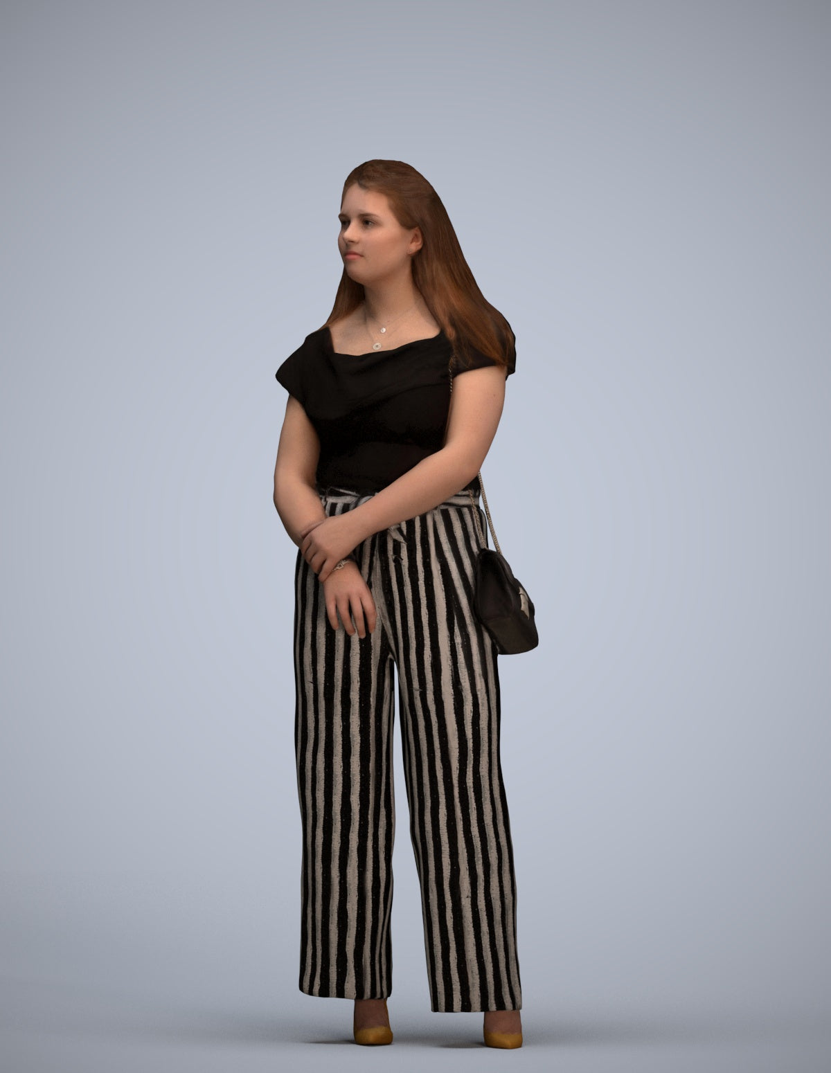 realistic 3D people woman casual standing, render-ready for V-Ray and Corona, FBX OBJ