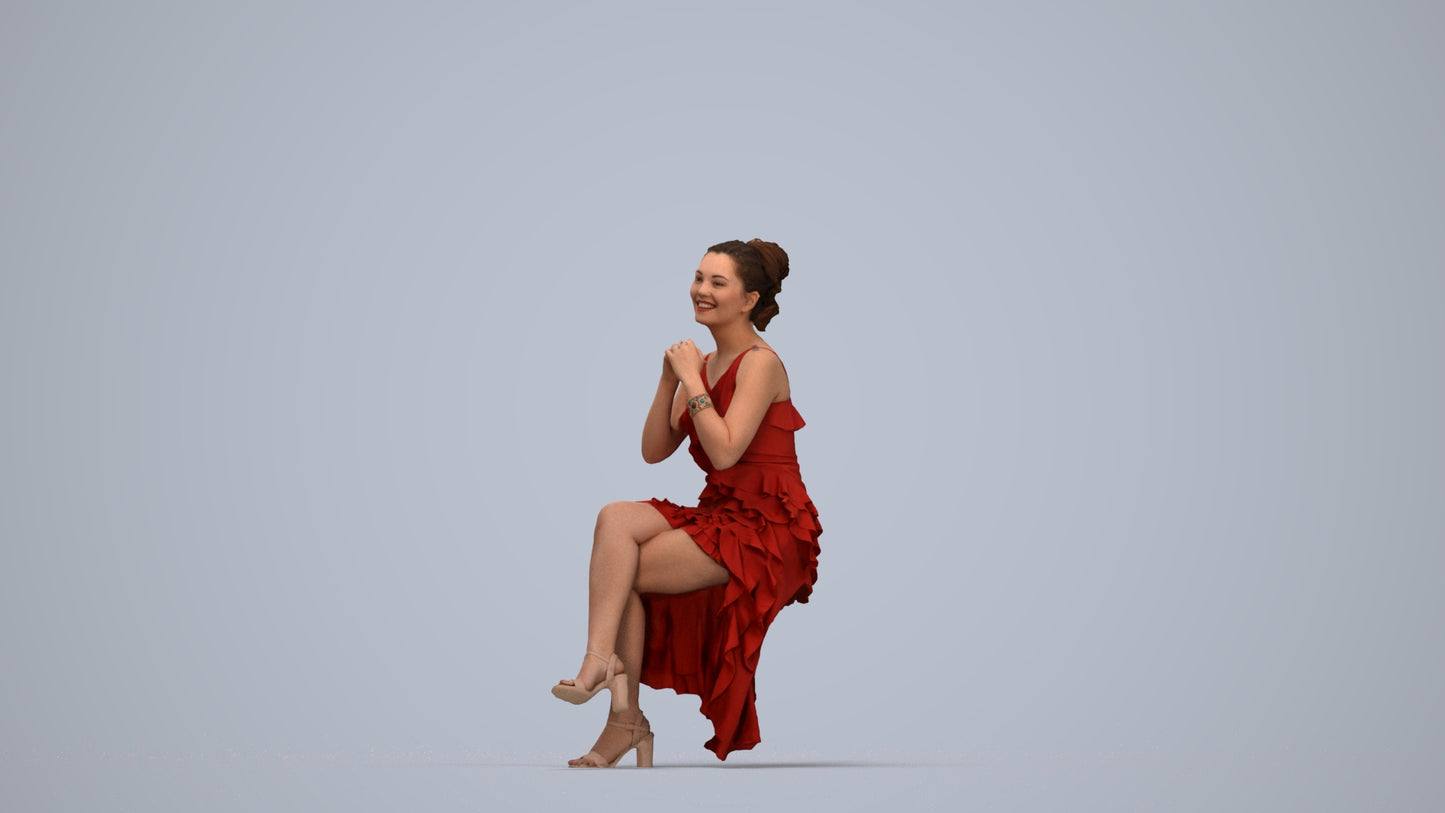 scanned 3D woman formal formalaffairs, photogrammetry people for Enscape and V-Ray, top-down view render