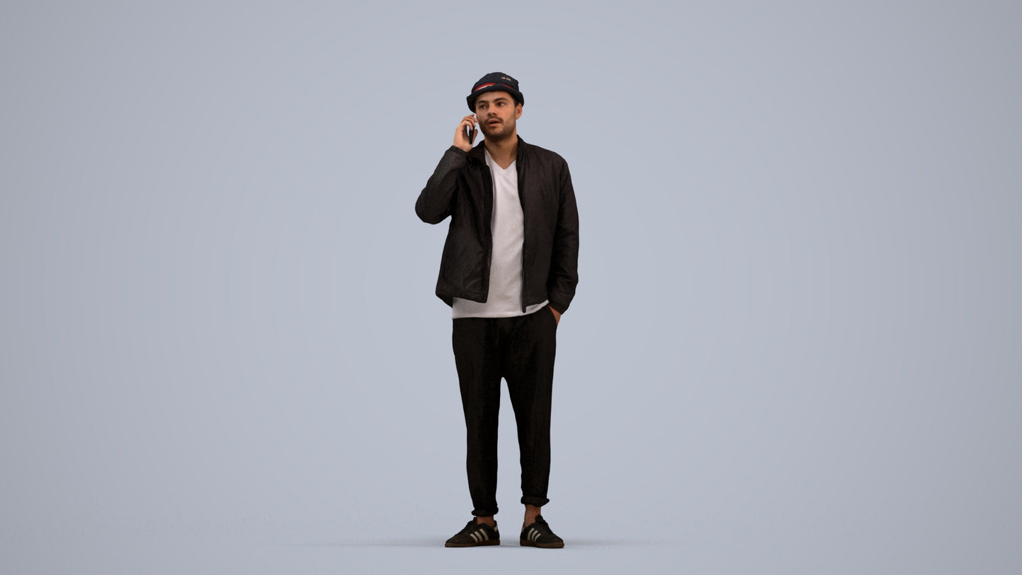 3D scanned man standing casual, photorealistic archviz people for Enscape and SketchUp, standing pose render
