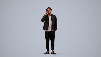 3D scanned man standing casual, photorealistic archviz people for Enscape and SketchUp, standing pose render