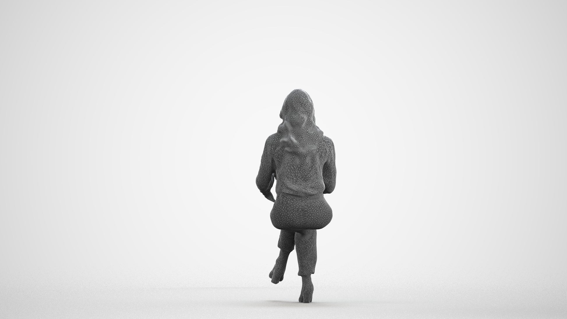 realistic 3D human woman business formalaffairs, archviz people FBX OBJ for Blender, wireframe front view