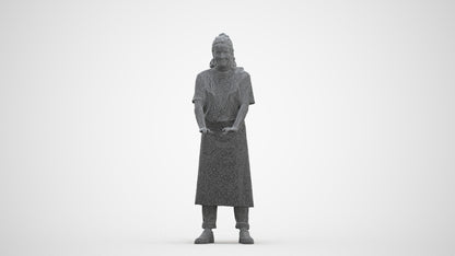 scanned 3D woman hospitality, photogrammetry people for Enscape and V-Ray, three-quarter front view render