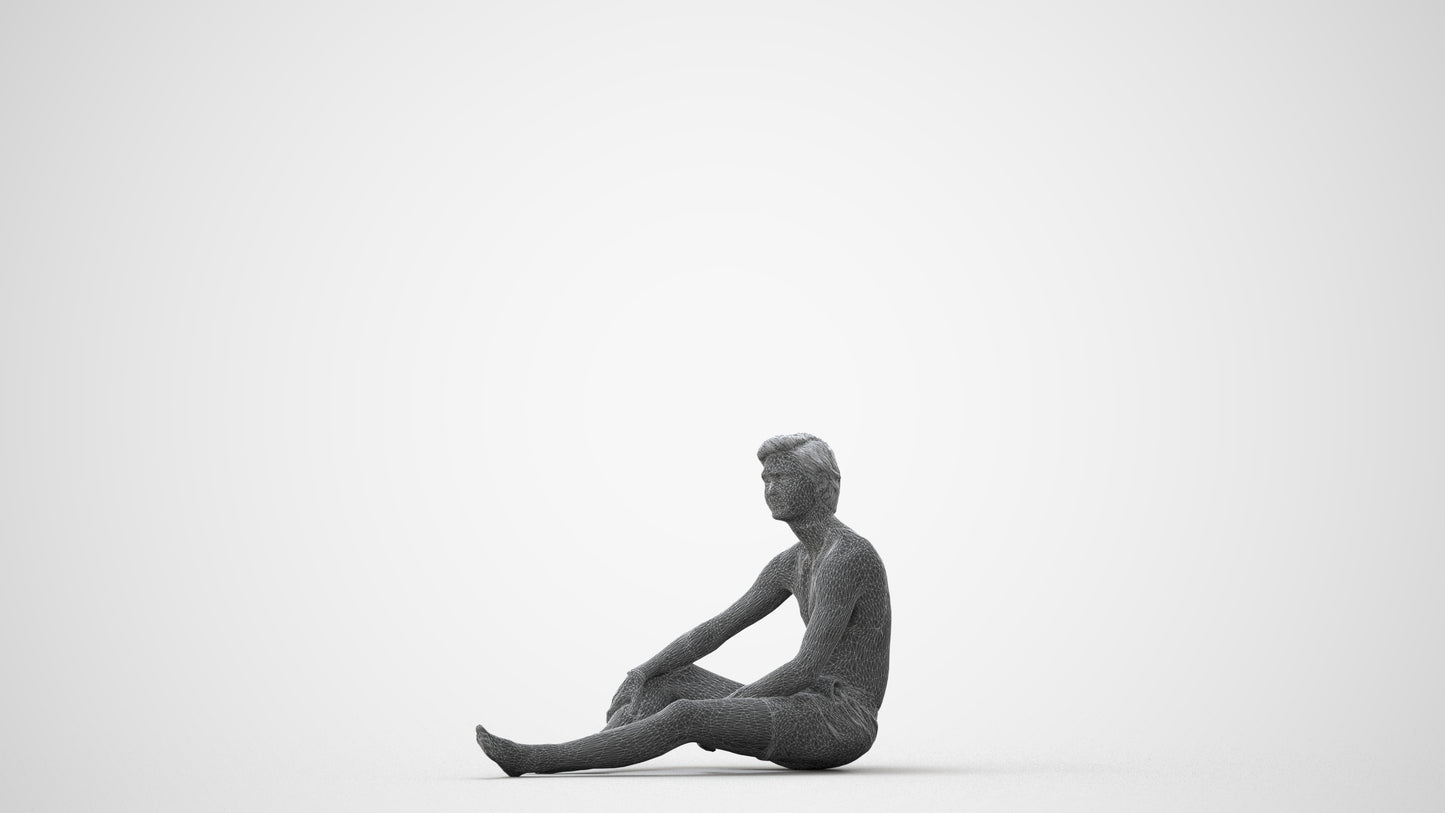 3D human model man pool, photogrammetry scanned person for archviz, square thumbnail