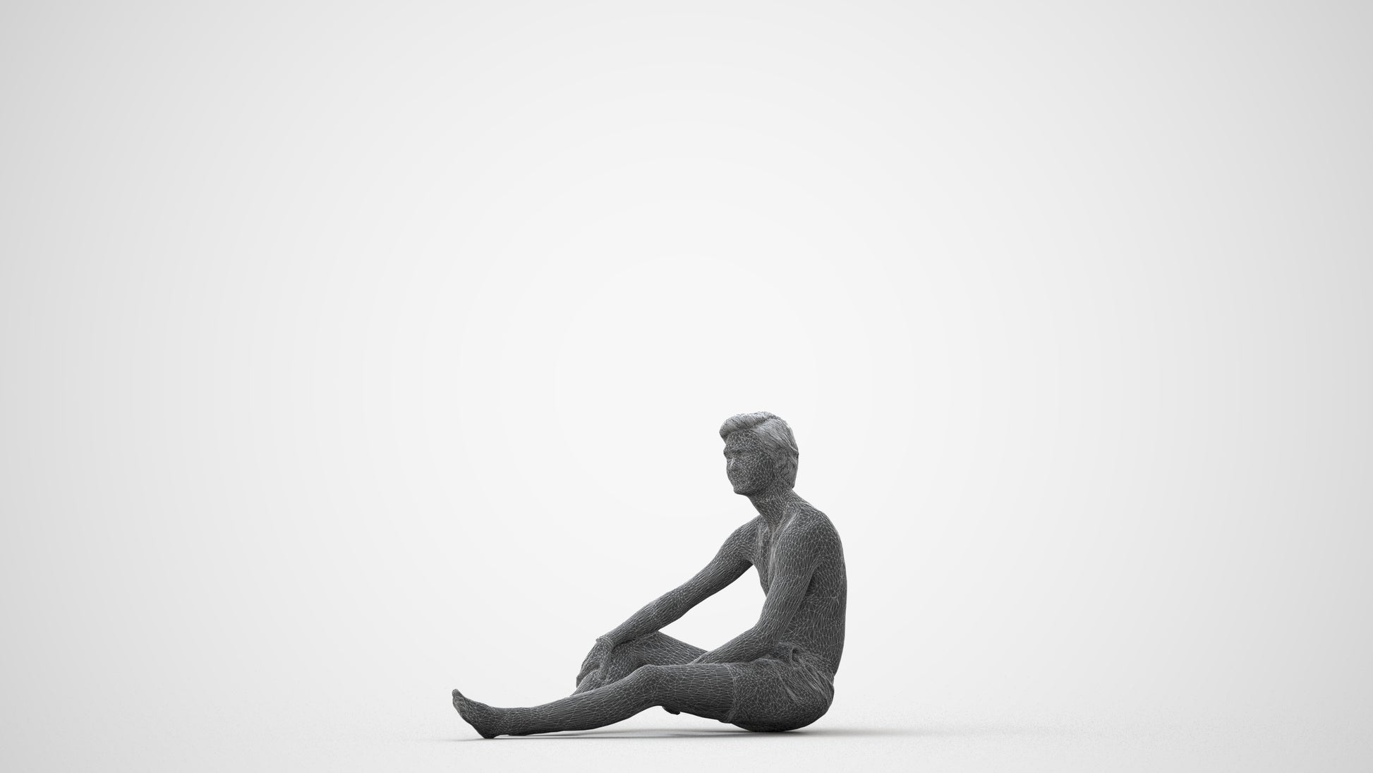 3D human model man pool, photogrammetry scanned person for archviz, square thumbnail
