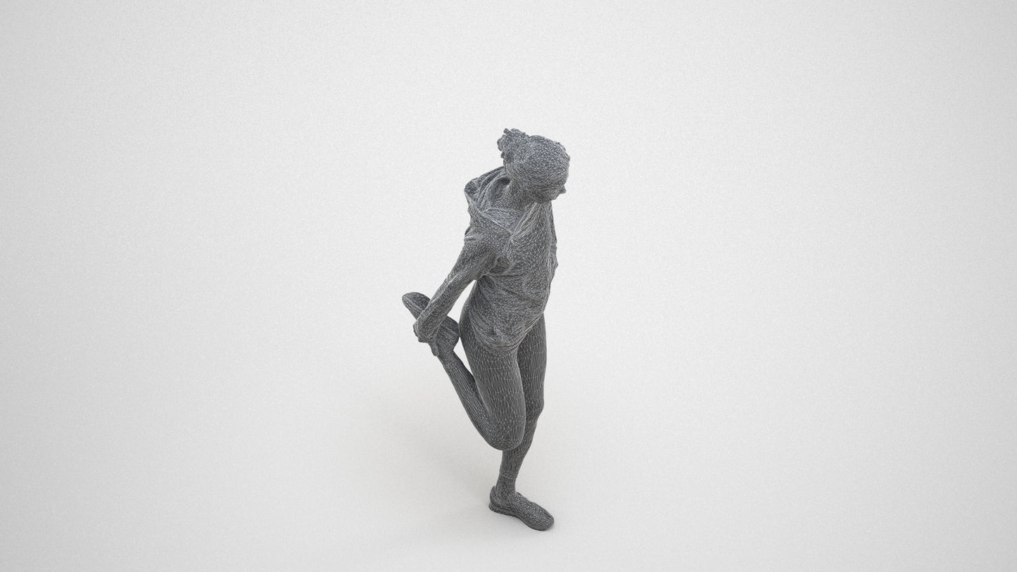 realistic 3D people woman sport, render-ready for V-Ray and Corona, FBX OBJ, wireframe three-quarter view