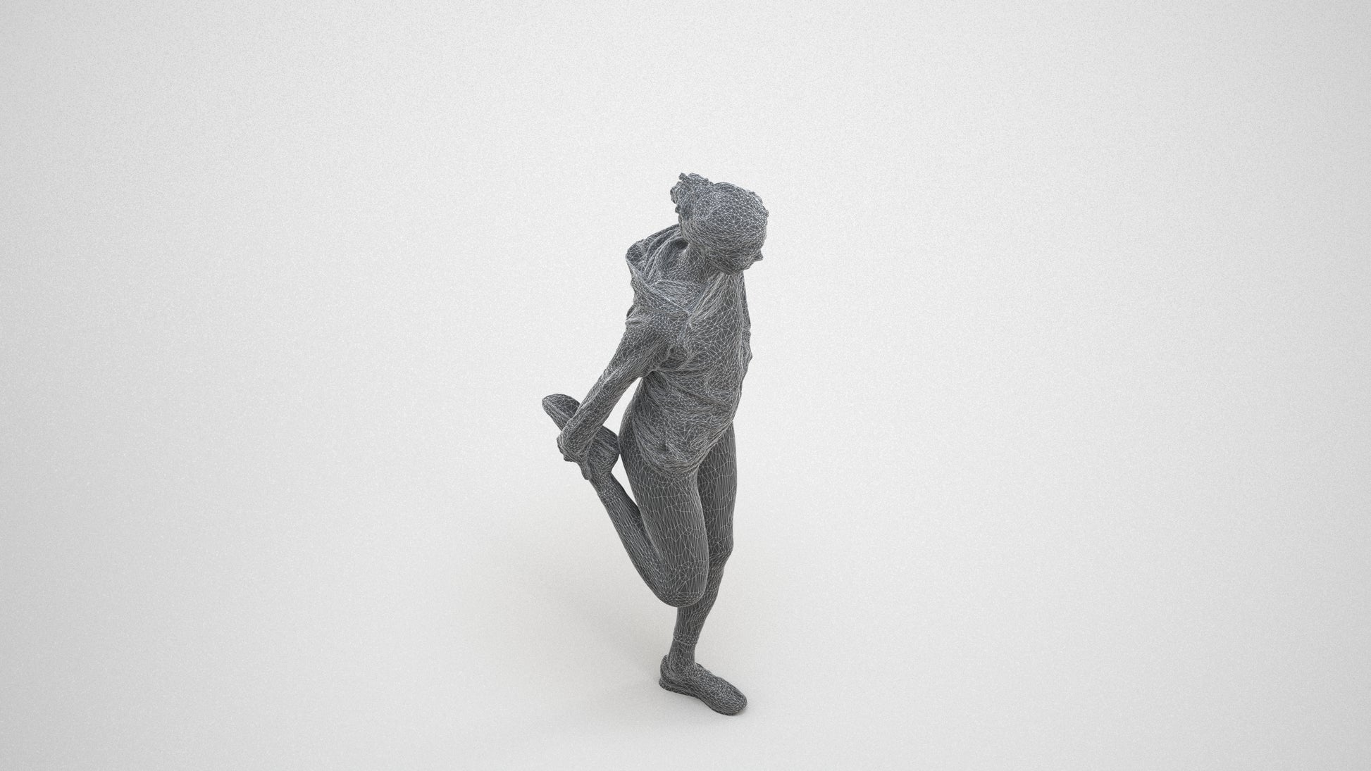 realistic 3D people woman sport, render-ready for V-Ray and Corona, FBX OBJ, wireframe three-quarter view